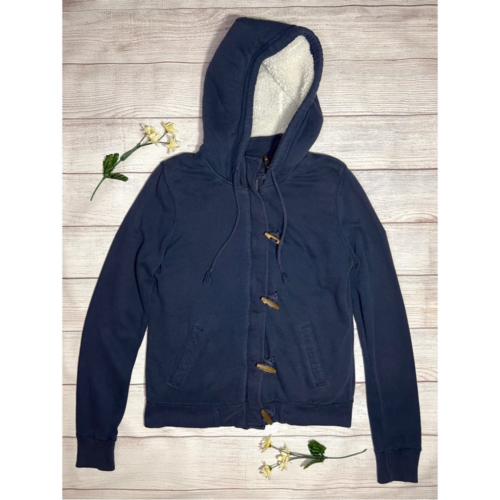 Hollister Sherpa Horn Toggle Zip Up Hooded Jacket